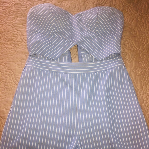 A'GACI Blue & White Striped Romper (Strapless) - Picture 1 of 3